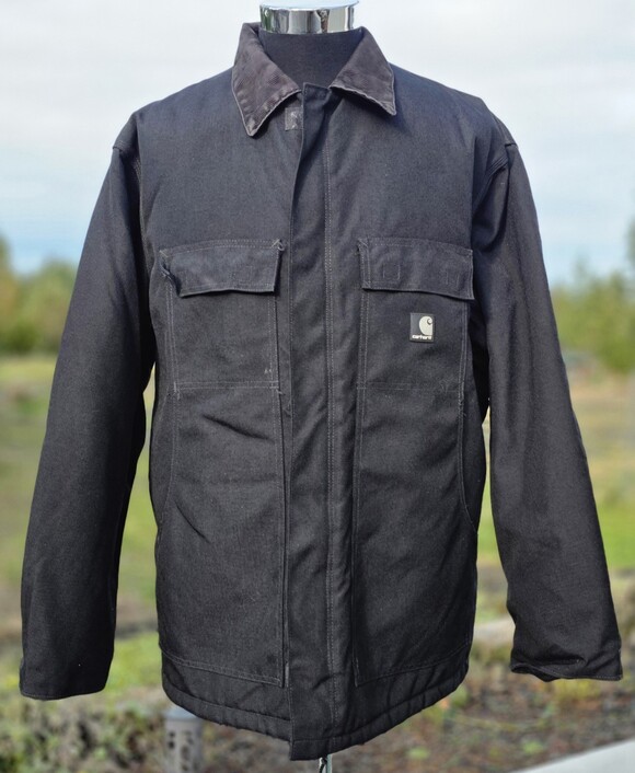 Carhartt YUKON Jacket Men’s XL C55#14806 Black Distressed Corduroy Quilted 🔥